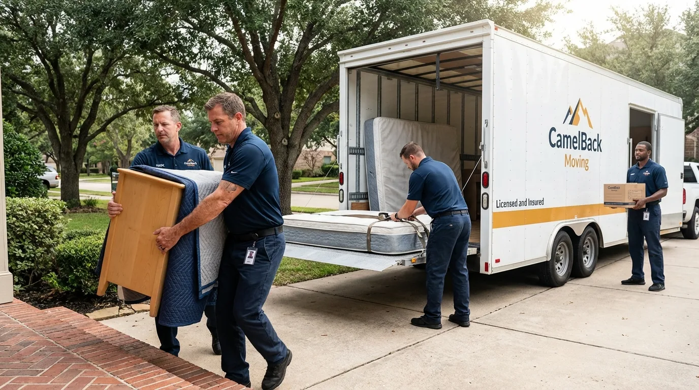 Crew loading residential truck for cross-state move from Parsons, TN