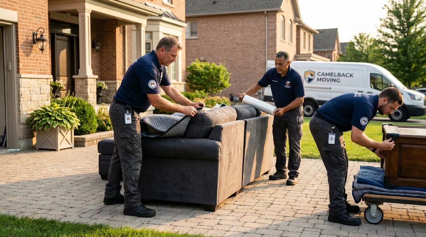 Large estate moving crew wrapping furniture in Parsons, TN